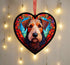 Airedale Terrier Stained Glass Effect Heart Suncatcher
